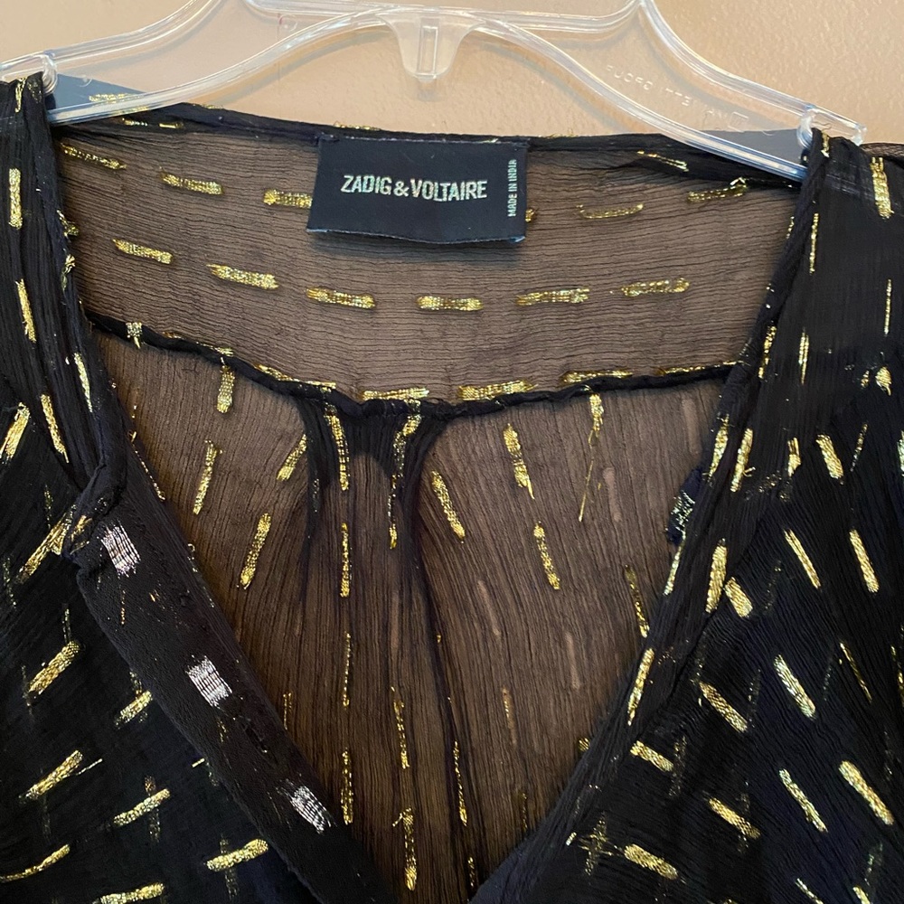 Zadig & Voltaire Black and Gold Blouse
